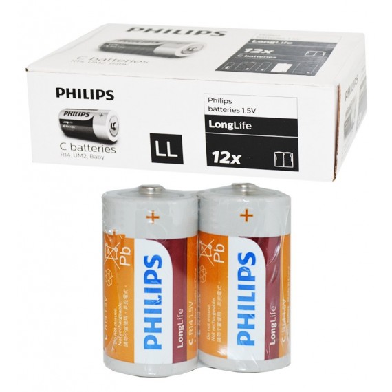 بسته 12 عددی باتری سایز متوسط Philips مدل شیرینگ 2 تایی