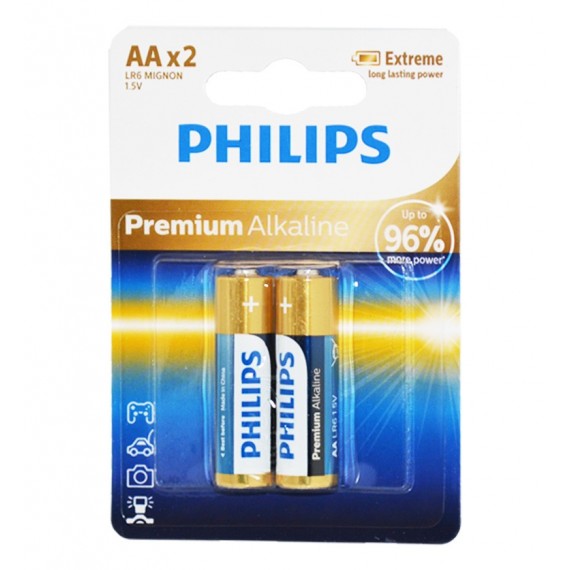 باتری قلمی Philips Premium Alkaline کارتی (2 تایی)