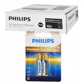 بسته 12 عددی باتری قلمی Philips Premium Alkaline کارتی (2 تایی)LR6M2B