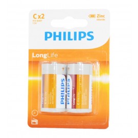 باتری سایز متوسط Philips Long Life کارتی (2 تایی)R14L2B