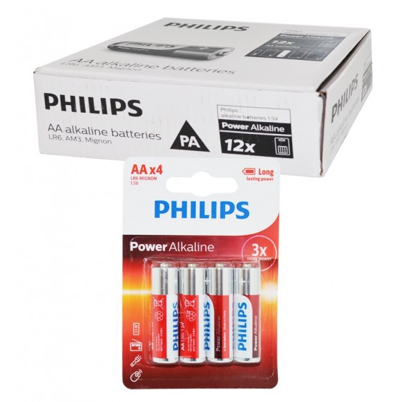 بسته 12 عددی باتری قلمی Philips Power Alkaline کارتی (4 تایی)