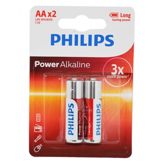 باتری قلمی Philips Power Alkaline کارتی (2 تایی)