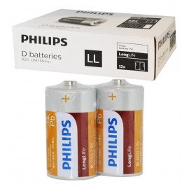بسته 12 عددی باتری سایز بزرگ Philips Long Life شیرینگR20L2F