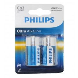 باتری سایز متوسط Philips Ultra Alkaline کارتی (2 تایی)LR14E2B