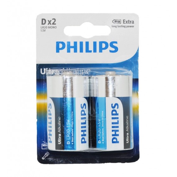 باتری سایز بزرگ Philips Ultra Alkaline کارتی (2 تایی)
