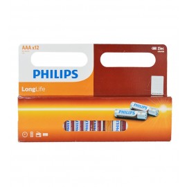 باتری نیم قلمی Philips Long Life جعبه 12 عددیR03L12B