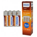 بسته 15 عددی باتری قلمی Philips Long Life شیرینگ 4 تایی