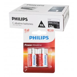 بسته 12 عددی باتری سایز متوسط  Philips Power Alkaline کارتی (2 تایی)LR14P2B