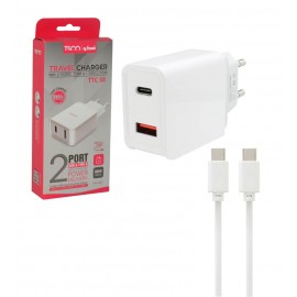 شارژر دیواری پورت USB و Type-C برند TSCO مدل TTC 58