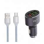 شارژر فندکی فست شارژ 3 پورت + کابل اندروید کنفی TSCO مدل TCG 24