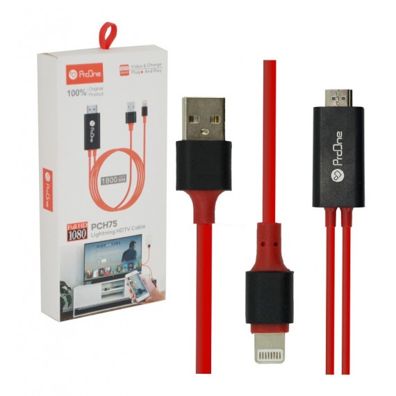 کابل MHL تبدیل HDMI به لایتنینگ ProOne مدل PCH75 طول 1.8متر