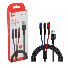 کابل 3 سر Type-C آیفون لایتنینگ و اندروید WUW مدل X117