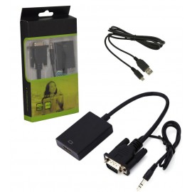 تبدیل VGA به HDMI + ورودی پاور microUSB + ورودی صدا