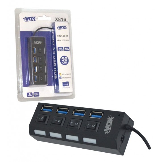 هاب 4 پورت USB کلید دار xVOX مدل X816