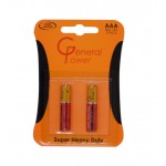 باتری نیم قلمی General Power مدل Super Heavy Duty Plus R03(کارتی 2 تایی)