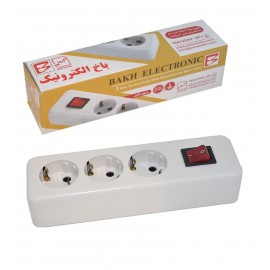 رابط برق 3 خانه بدون کابل BAKH مدل E.H3 دارای ارت و کلید