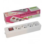 رابط برق 4 خانه بدون کابل BAKH مدل E.H4 دارای ارت و کلید