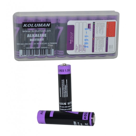 باتری نیم قلمی KOLUMAN بسته (10 تایی) AAA LR03