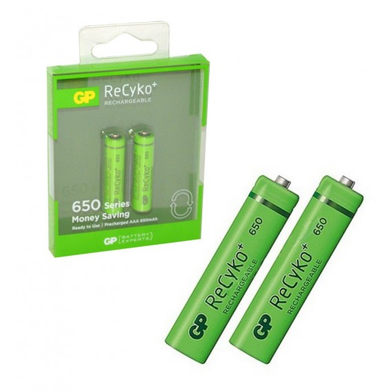 باتری نیم قلمی اورجینال شارژی GP سری Recyko+ 650mAh (2 تایی)