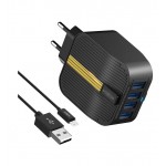 شارژر 4 پورت + کابل آیفون ماکسوم (MoXom) مدل MX-HC07