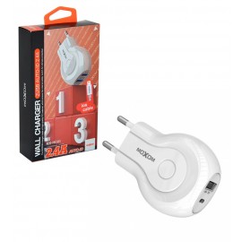 شارژر 2 پورت + کابل آیفون (lightning) ماکسوم (MoXom) مدل MX-HC01