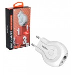 شارژر 2 پورت + کابل آیفون ماکسوم (MoXom) مدل MX-HC01