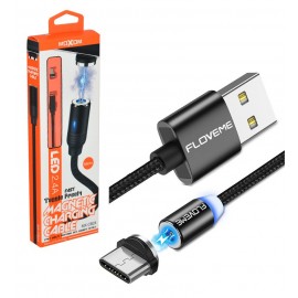 کابل شارژ اندروید کنفی مگنتی LED دار موکسوم (MoXoM) طول 1 متر مدل MX-CB24