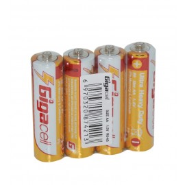 باتری قلمی گیگاسل (Gigacell) مدل Ultra Heavy Duty R6 AA شیرینگ 4 تایی