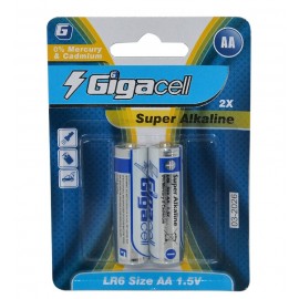 باتری قلمی گیگاسل (Gigacell) مدل Super Alkaline LR6 1.5V AA (کارتی 2 تایی)