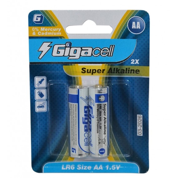 باتری قلمی GigaCell مدل Super Alkaline LR6 AA (کارتی 2 تایی)