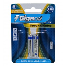 باتری نیم قلمی GigaCell مدل Super Alkaline LR03 AAA (کارتی 2 تایی)