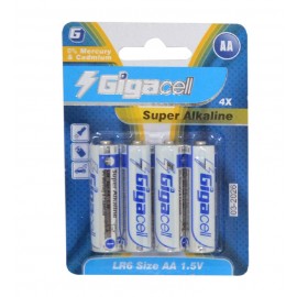 باتری قلمی گیگاسل (Gigacell) مدل Super Alkaline LR6 AA (کارتی 4 تایی)