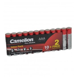 باتری نیم قلمی کملیون (Camelion) مدل Plus Alkaline LR03 AAA شیرینگ 12 تایی