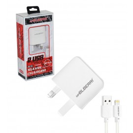 شارژر دو پورت + کابل آیفون (lightning) ام پی بلبری (mpBLBERRI) مدل BLB-182