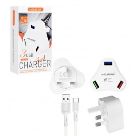 فست شارژر 3 پورت + کابل Type-C ام پی بلبری (mpBLBERRI) مدل BLB-209