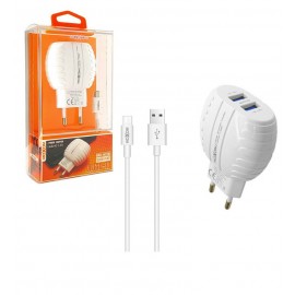 شارژر 2 پورت + کابل اندروید ماکسوم (MoXom) مدل MX-HC02