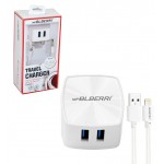 شارژر دو پورت + کابل آیفون Lightning ام پی بلبری (mpBLBERRI) مدل BLB-044