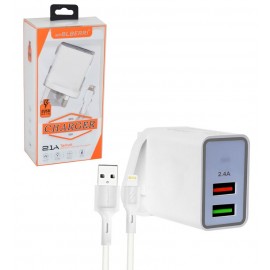 شارژر دو پورت + کابل آیفون Lightning ام پی بلبری (mpBLBERRI) مدل BLB-198