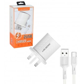 شارژر دو پورت + کابل اندروید ام پی بلبری (mpBLBERRI) مدل BLB-196
