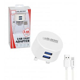شارژر دو پورت + کابل اندروید ام پی بلبری (mpBLBERRI) مدل BLB-047