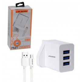 شارژر دو پورت + کابل اندروید ام پی بلبری (mpBLBERRI) مدل BLB-128