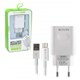 شارژر دو پورت + کابل اندروید باوین (bavin) مدل PC318Y