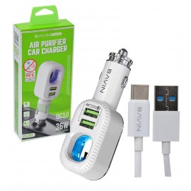 شارژر فندکی + کابل TYPE-C باوین (BAVIN) مدل PC285