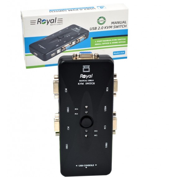 KVM سوئیچ 4 پورت دستی USB رویال (Royal) مدل 4UK