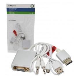 کابل تبدیل HDMI به VGA + کابل AUX و Adaptor رویال (Royal)