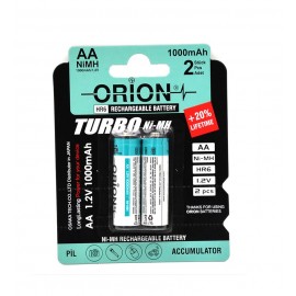 باتری قلمی شارژی اوریون (ORION) مدل HR6 NiMH 1.2V 1000mAh (کارتی 2 تایی)