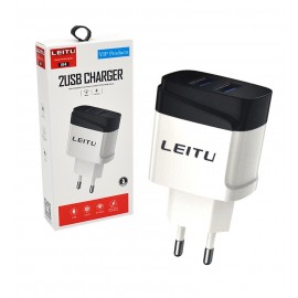 شارژر 2 پورت + کابل Type-C لیتو (LEITU) مدل LH-8