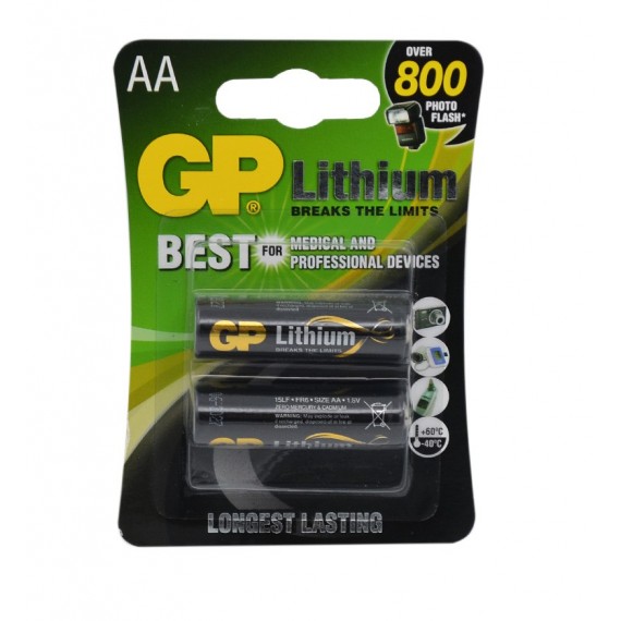 باتری قلمی جی پی (GP) مدل Lithium AA FR03 (کارتی 2تایی)
