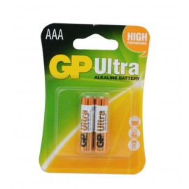 باتری نیم قلمی جی پی (GP) مدل Ultra ALKALINE AAA LR03 (کارتی 2تایی)