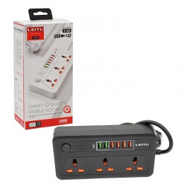 رابط برق 3 خانه + شارژ USB چهار پورت لیتو (LEITU) مدل LS-2